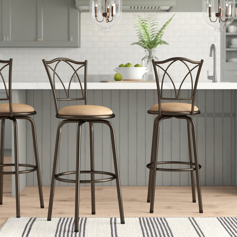 Three Posts™ Abrams Adjustable Height Swivel Bar Stool & Reviews | Wayfair